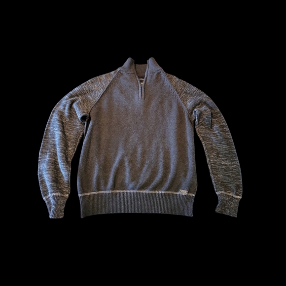 Men's Buckle Black Gray Quarter-Zip Sweater - Picture 1 of 3